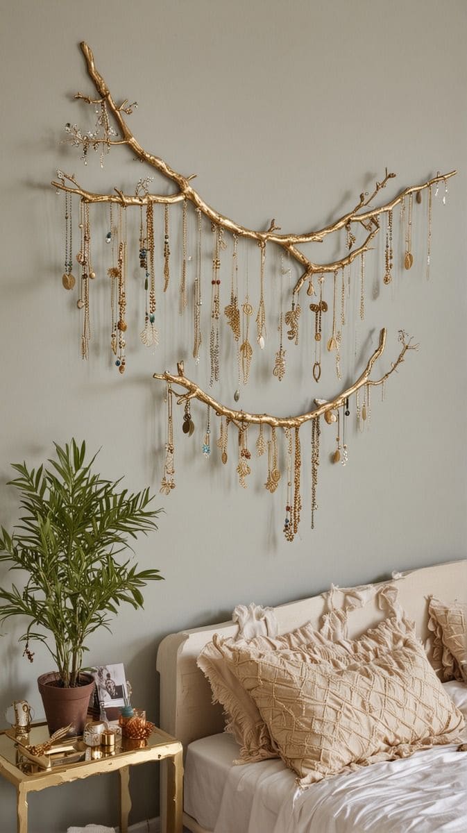 Elegant Golden Branch Jewelry Display