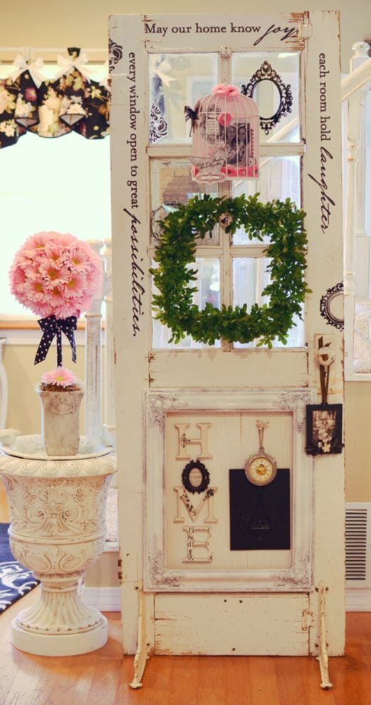 Elegant Vintage Door Display with Whimsical Charm