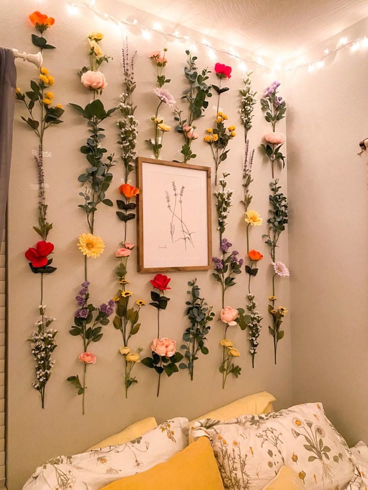 Enchanting Floral Wall for a Cozy Ambiance