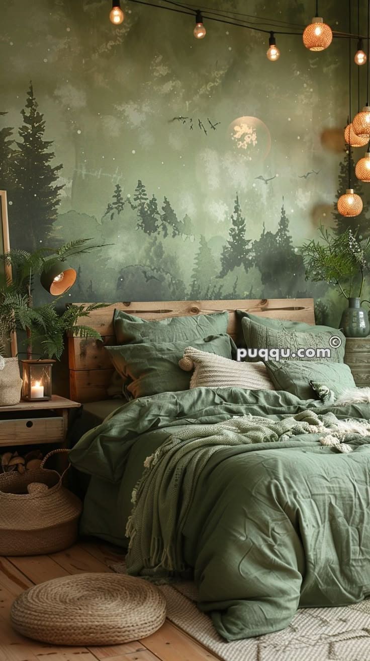 Enchanting Forest-Themed Eco-Friendly Bedroom Retreat