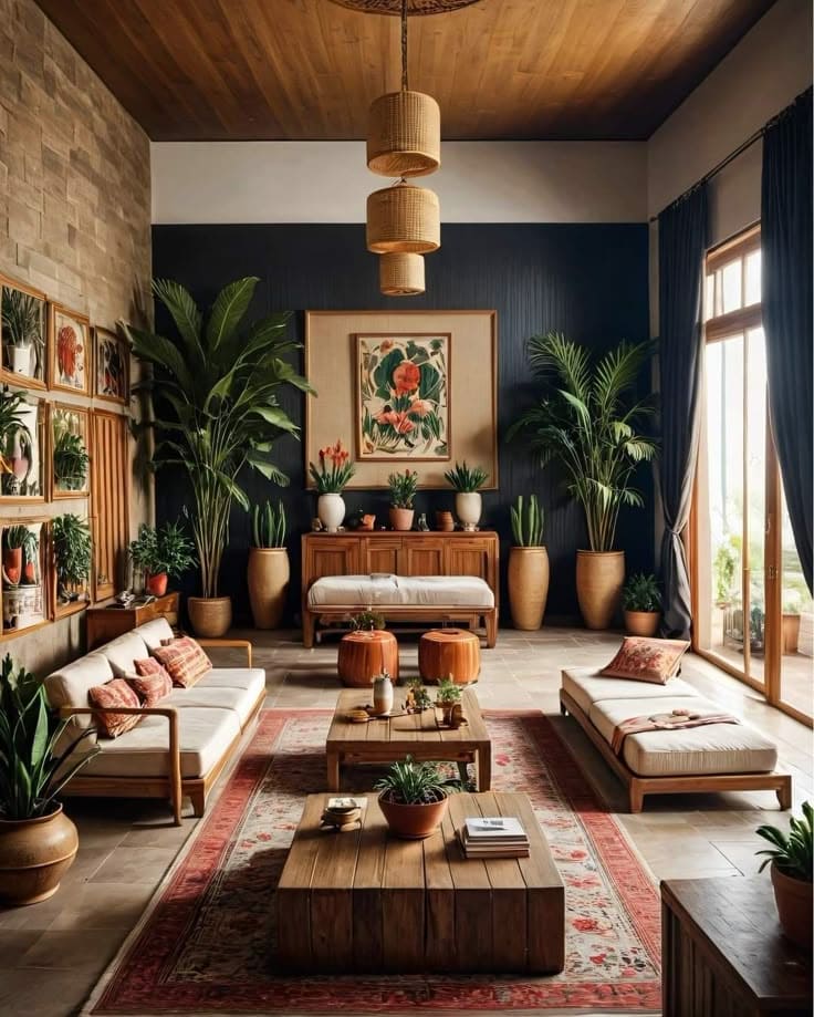 Green Oasis Boho Living Room Retreat