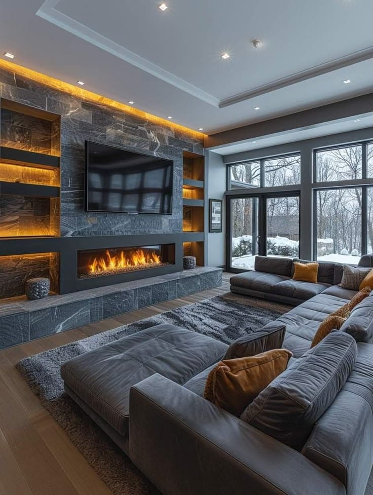 Luxurious Fireplace TV Setup for Cozy Evenings