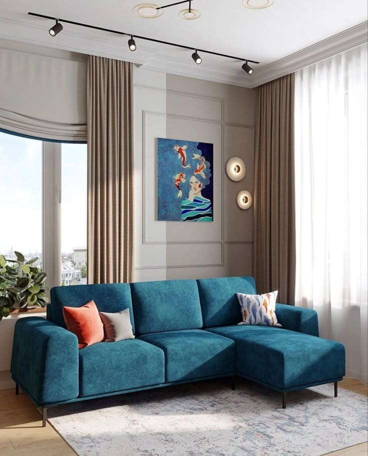 Modern Chic Blue Couch Living Room