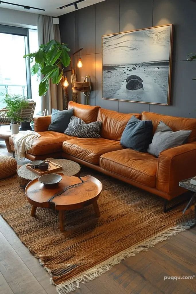 Modern Sleek and Earthy Brown Living Room