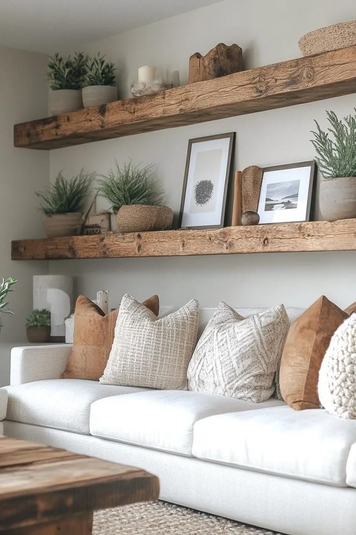 Natural Elements With Rustic Shelves