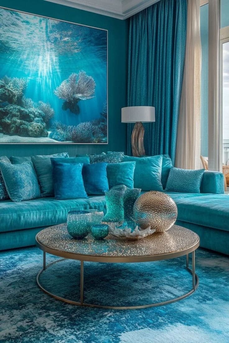 Ocean-Inspired Blue Living Room