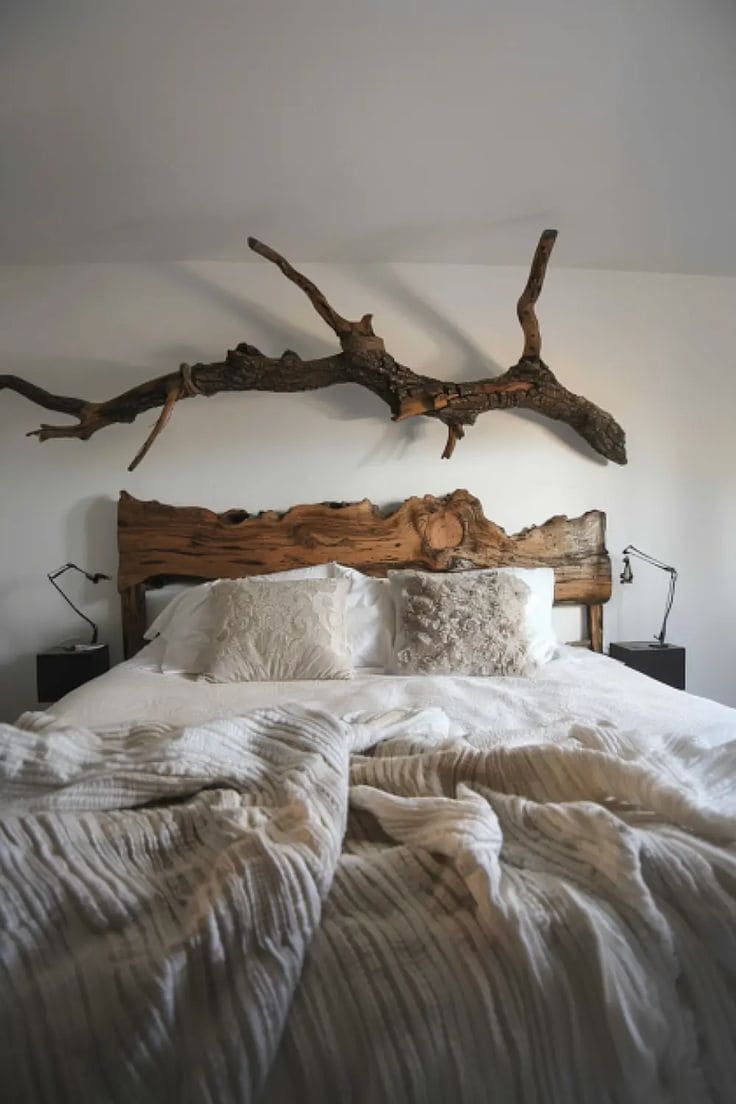 Raw Edge Live Wood Headboard Elegance