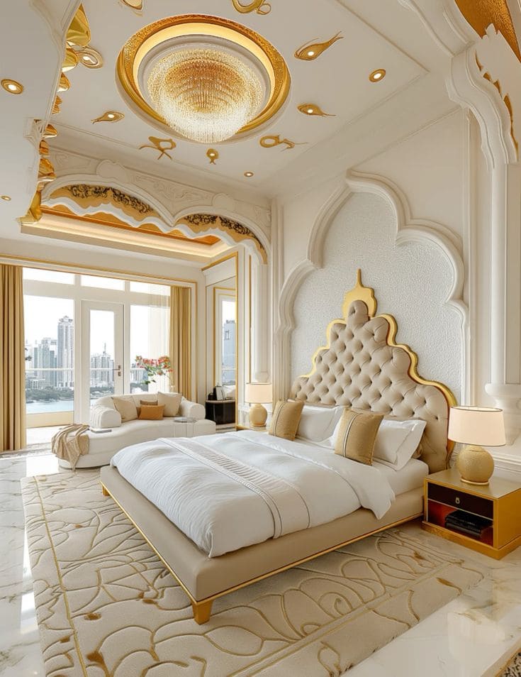 Regal Retreat in White and Gold