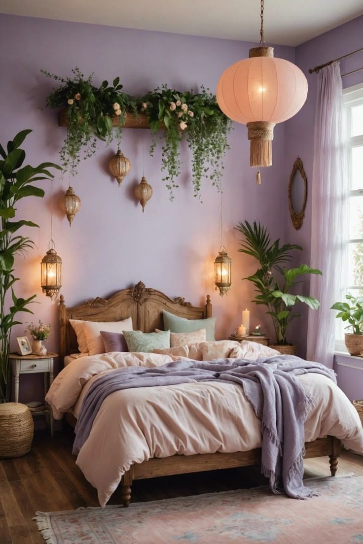 Romantic Nature-Inspired Eco-Friendly Bedroom Oasis