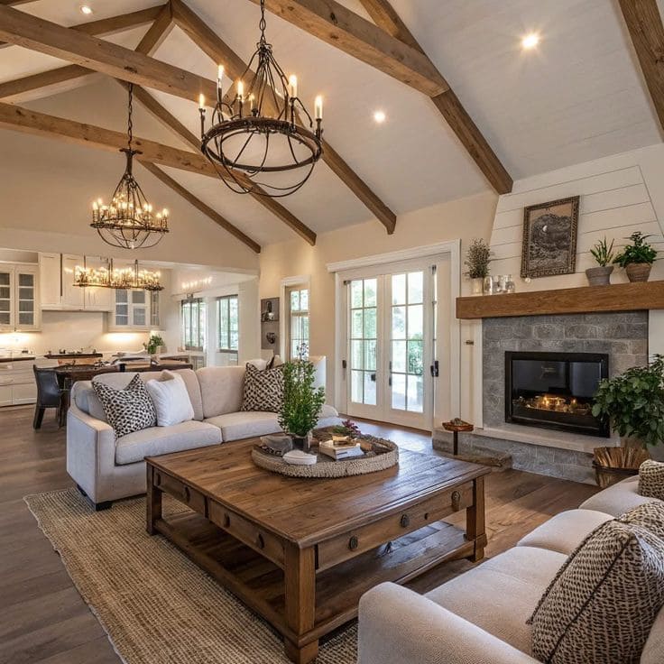 Rustic Beams and Airy Elegance