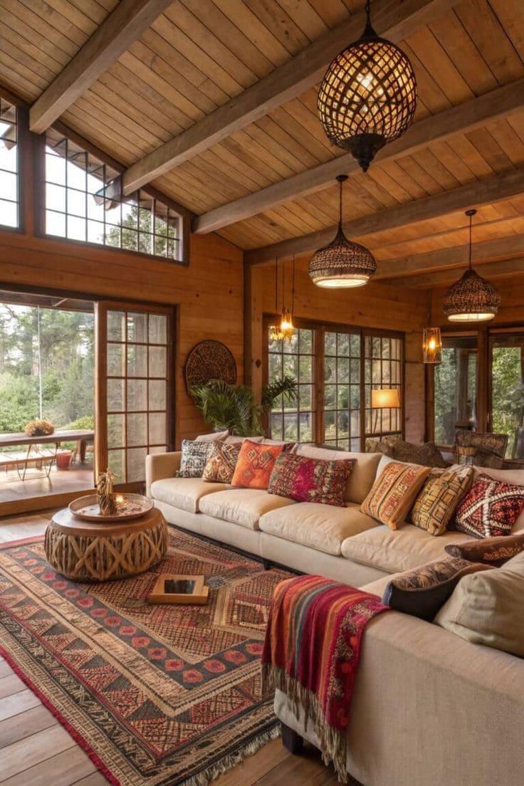 Rustic Bohemian Charm with Warm Wood Accents