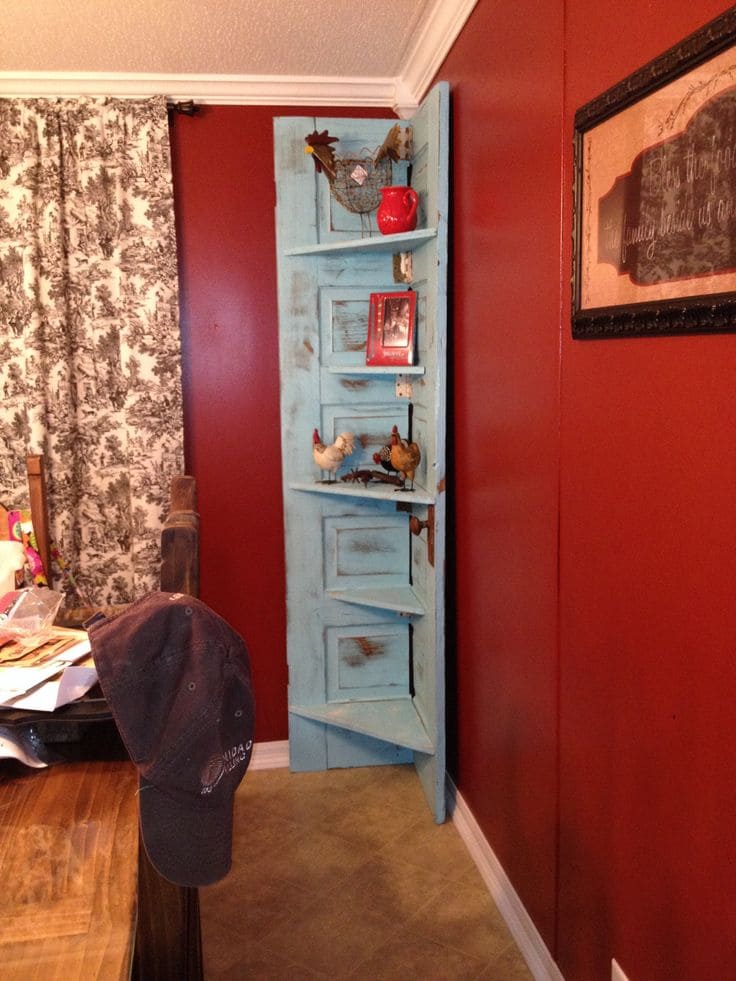 Rustic Corner Shelf from Repurposed Door