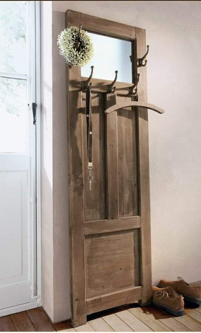 Rustic Entryway Coat Rack from an Old Door