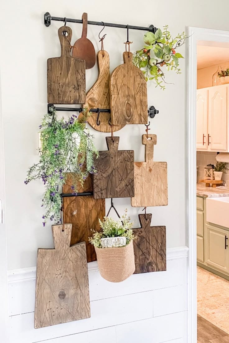 Rustic Farmhouse Cutting Board Wall Display