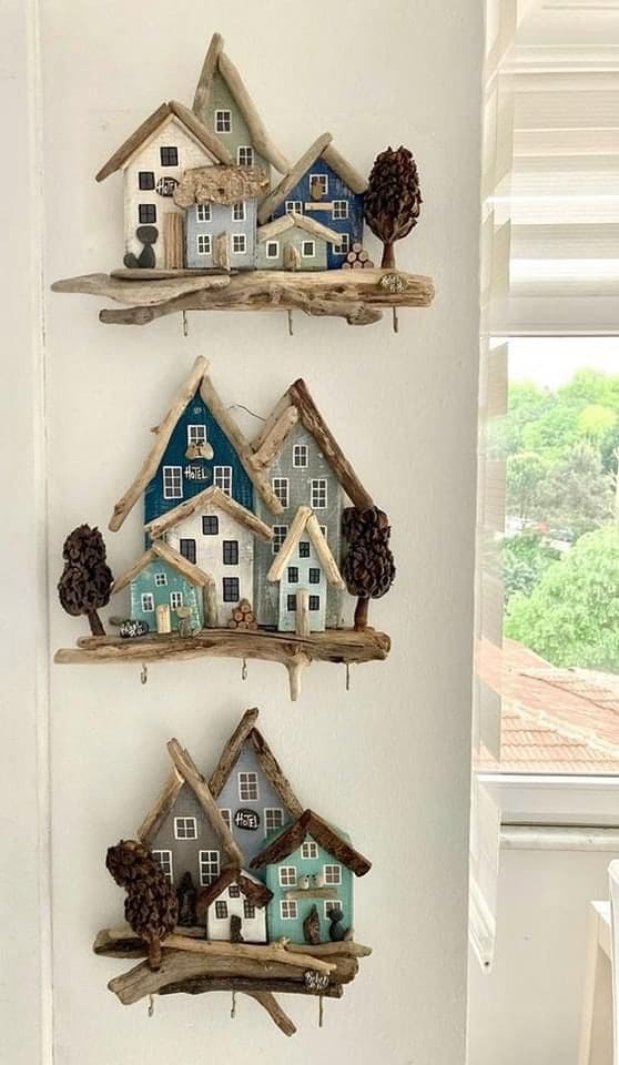 Rustic Miniature Village Wall Display