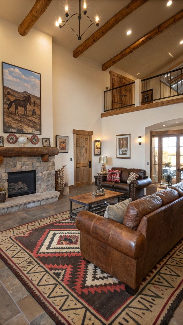 Rustic Western Charm with Leather and Stone