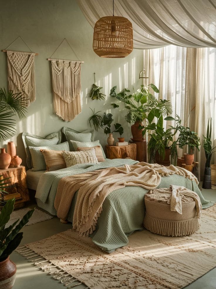 Serene Bohemian Sanctuary with Earthy Vibes