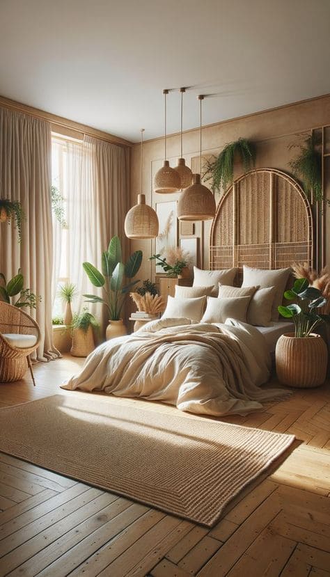 Serene Boho-Inspired Eco-Friendly Bedroom Oasis