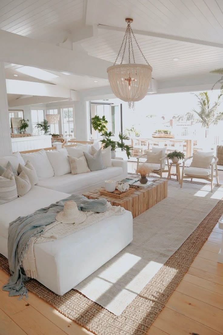 Serene Coastal Brown and Cream Living Room