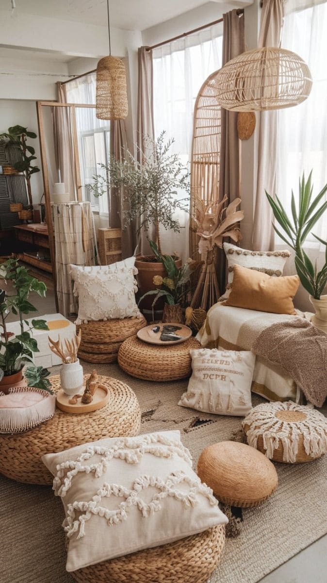 Serene and Airy Boho Living Room Escape