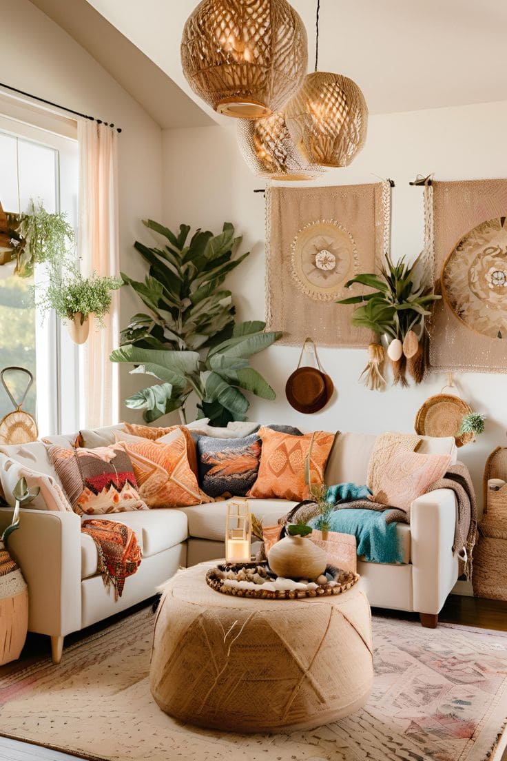 Serene and Stylish Boho Living Room Retreat