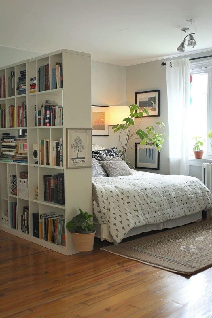 Smart Bookshelf Divider for Cozy Bedrooms