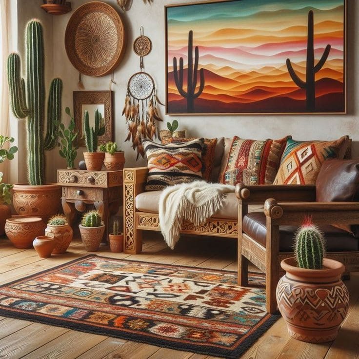 Southwestern Boho Living Room Oasis