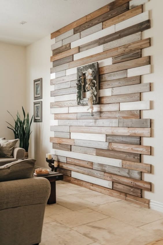 Striking Reclaimed Wood Accent Wall