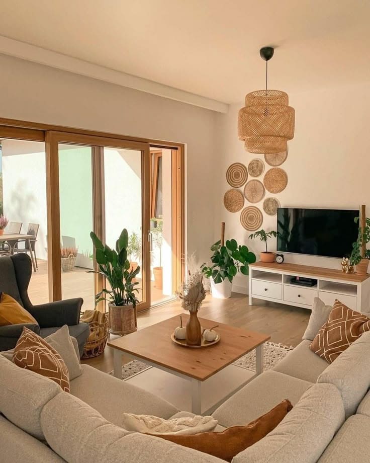 Sunlit Brown and Cream Living Room