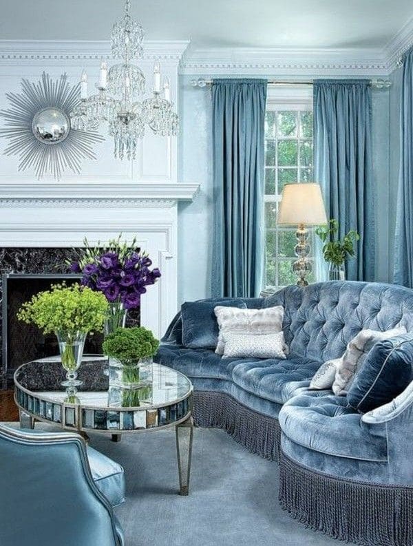 Timeless Vintage Blue Couch Elegance