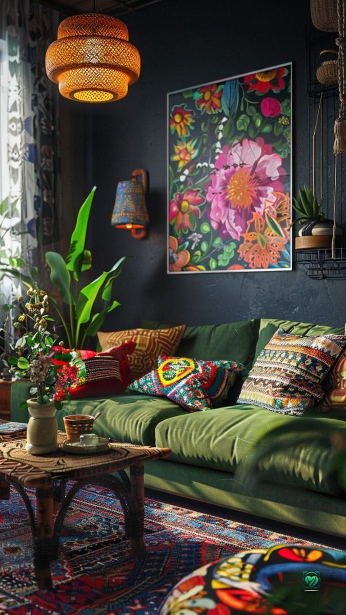 Vibrant Boho Living Room with Eclectic Charm