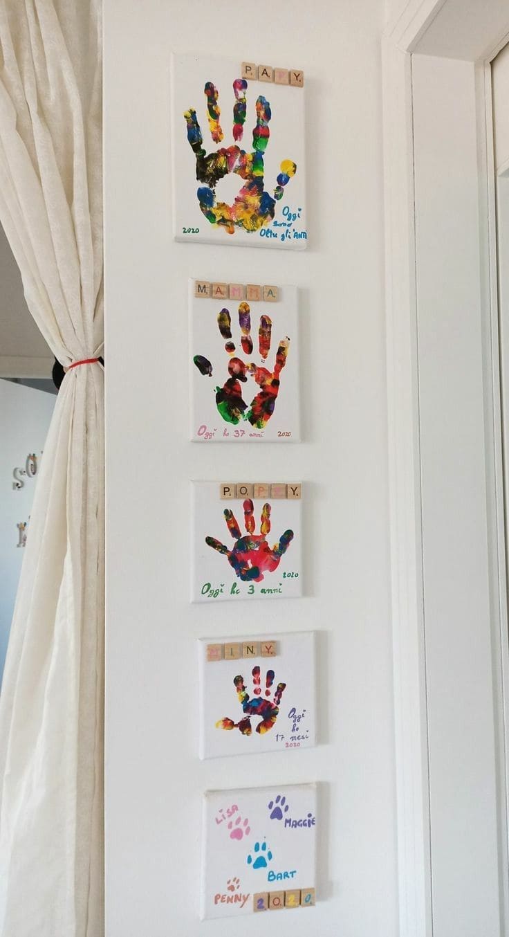 Vibrant Family Handprint Memory Wall