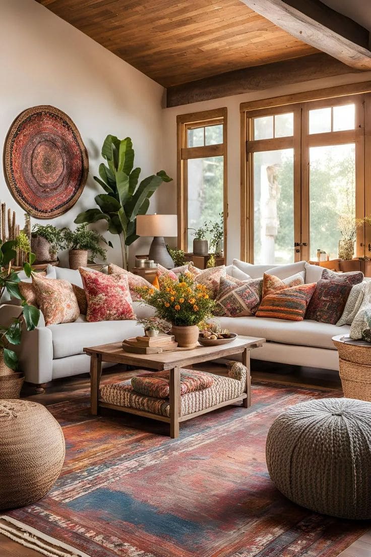 Warm and Inviting Boho Living Room Retreat