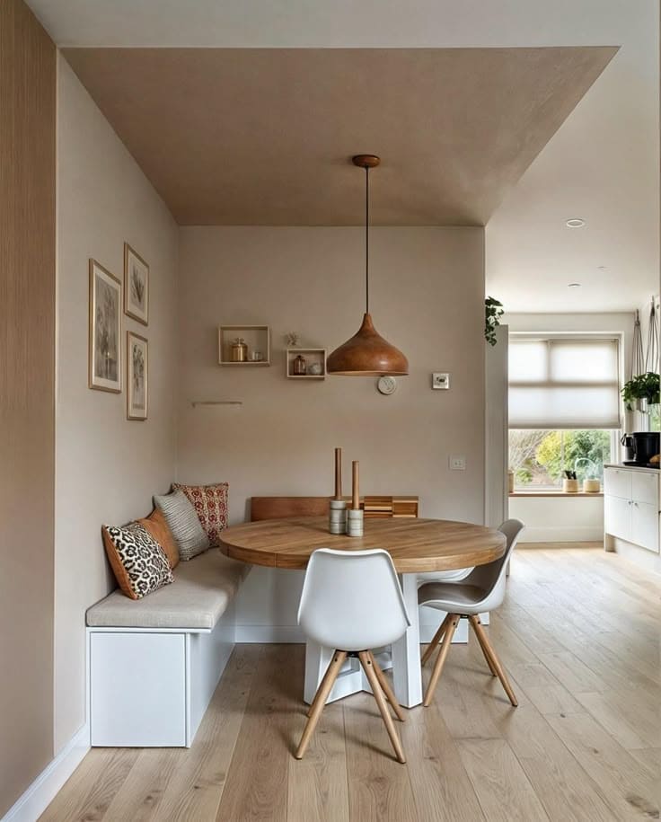 Warm and Modern Built-In Dining Nook