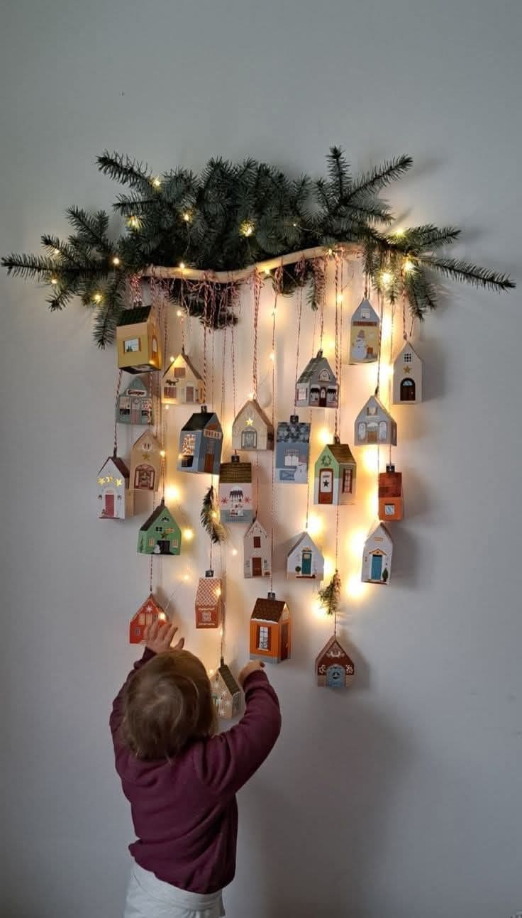 Whimsical Christmas Village Wall Display