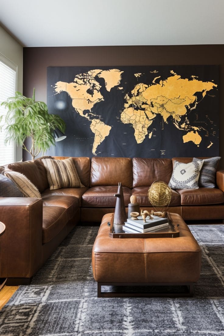 Worldly Sophisticated Brown Living Room Style