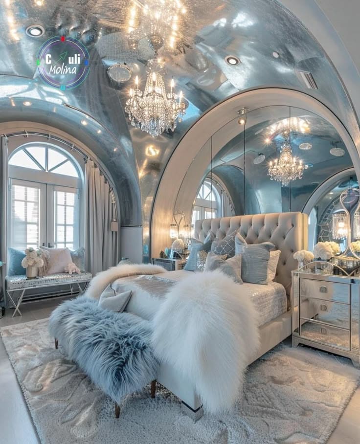 Worthy Futuristic Silver Dream Bedroom