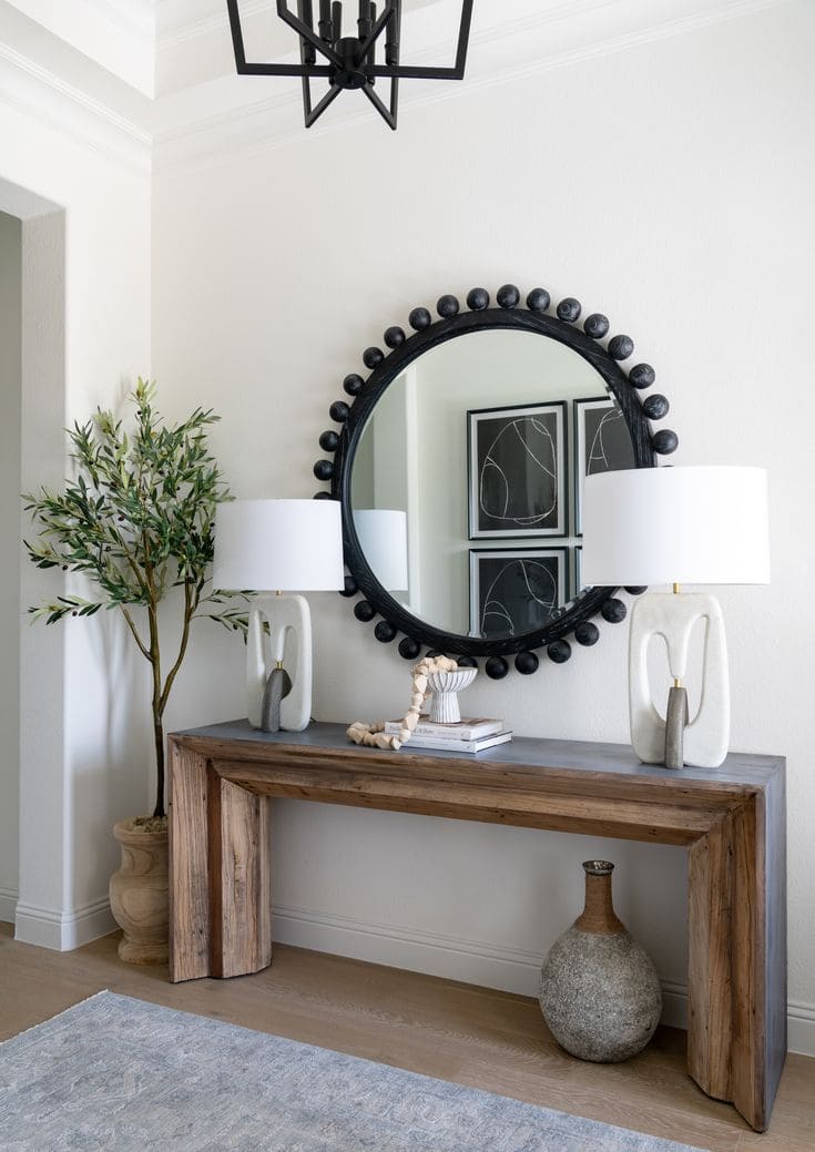 Artistic Beaded Mirror Haven with Texture