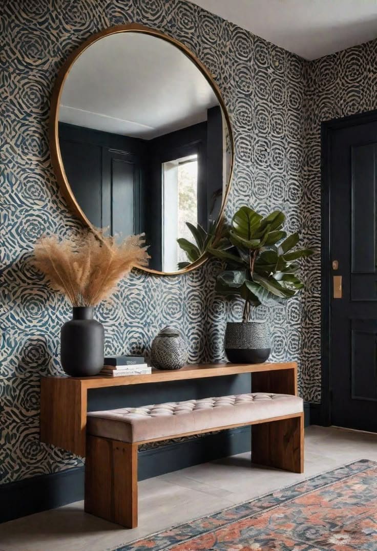 Bold Patterned Mirror Haven with Drama