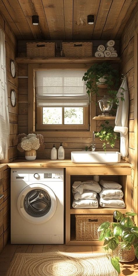 Charming Organized Farmhouse Laundry Space