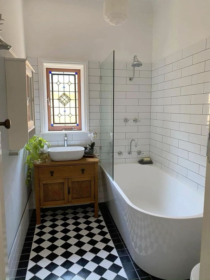 Classic Black-and-White Tiny Bath Oasis