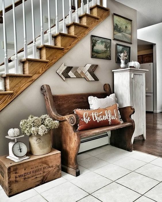 Cozy Autumn Entryway Bench Warmth