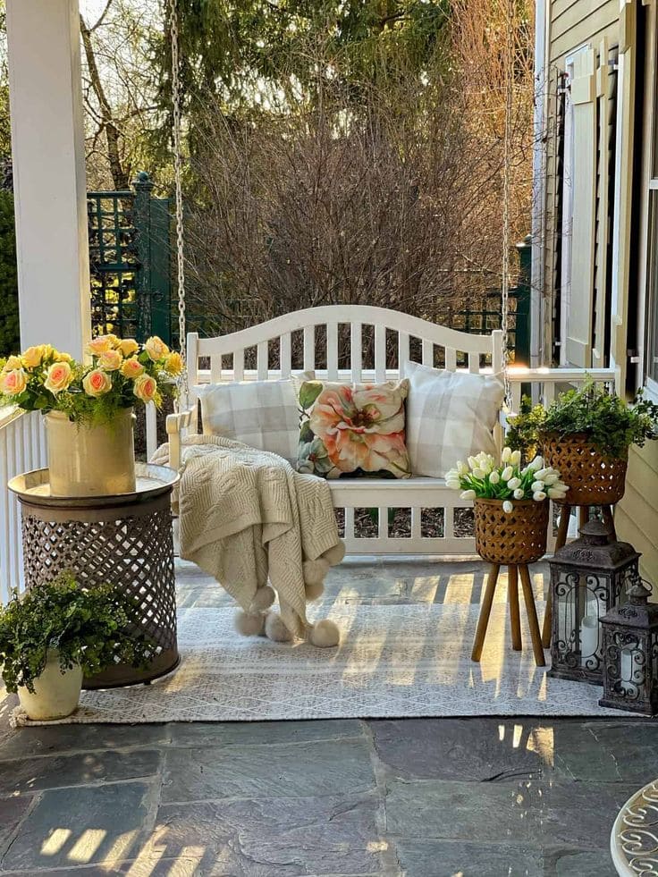 Cozy Floral Swing Nook