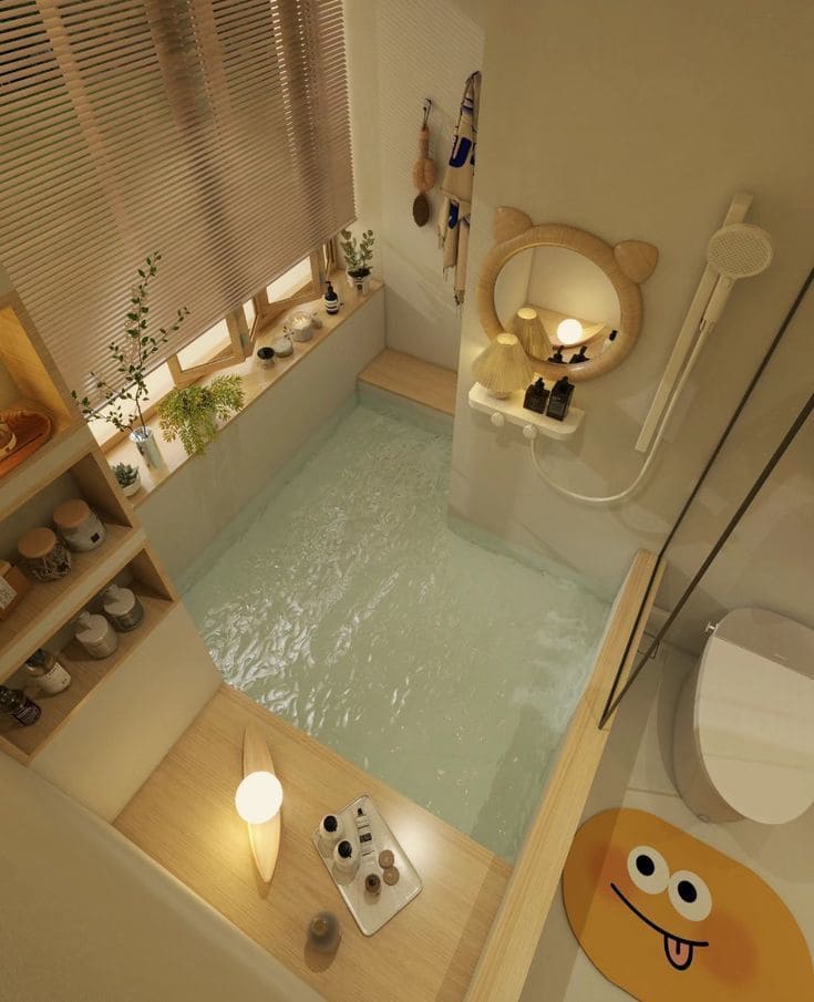 Cozy Japanese-Inspired Tiny Bath Haven