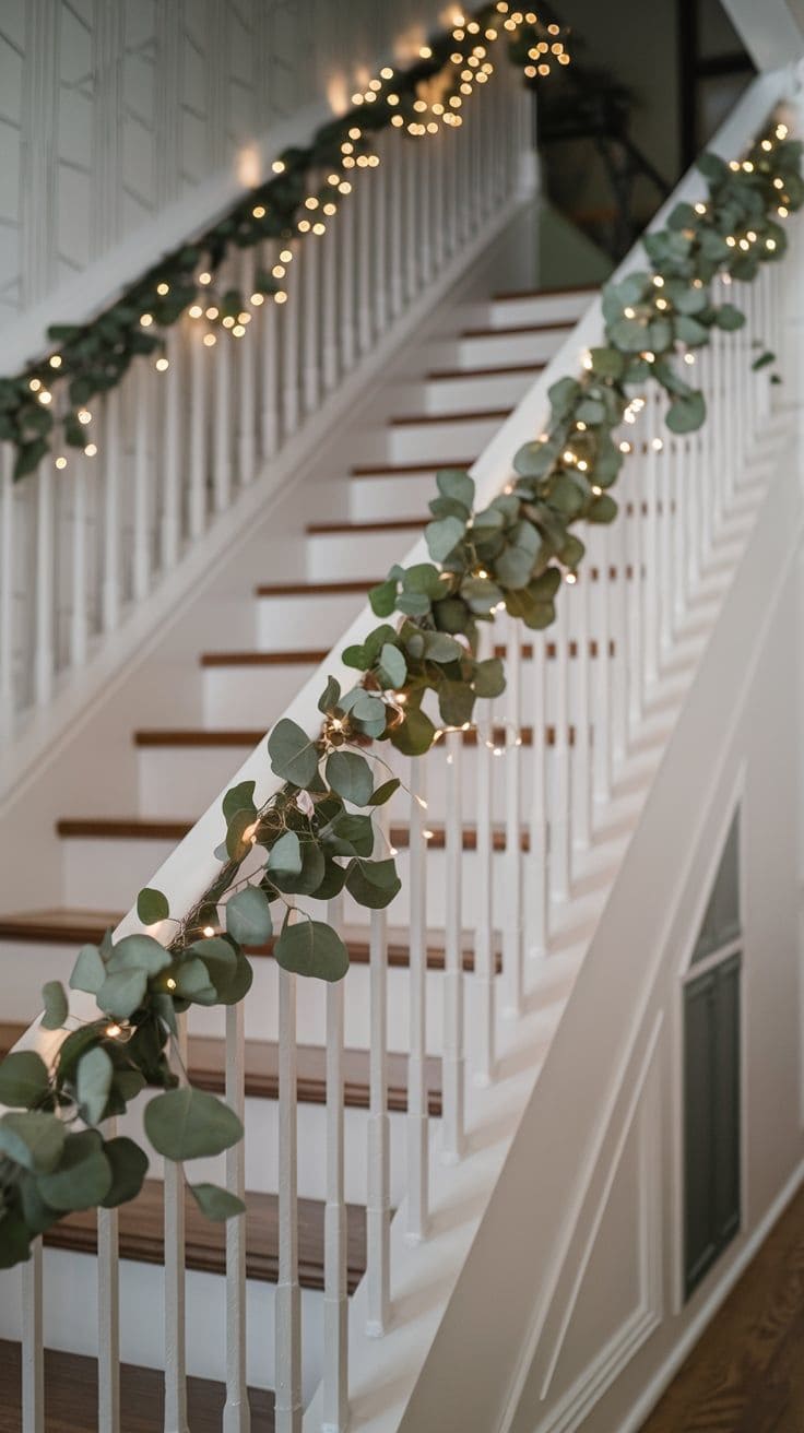 Cozy Stocking-Studded Christmas Staircase Joy