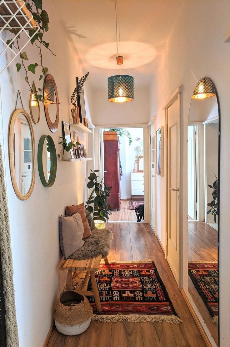 Eclectic Plant-Filled Boho Hallway