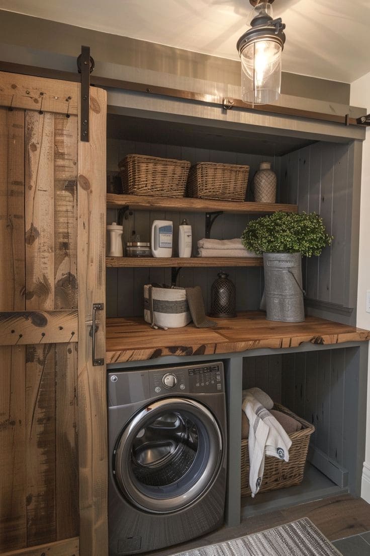 Elegant Floral Farmhouse Laundry Retreat