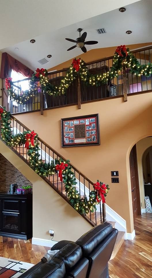 Festive Double-Layered Christmas Staircase Splendor