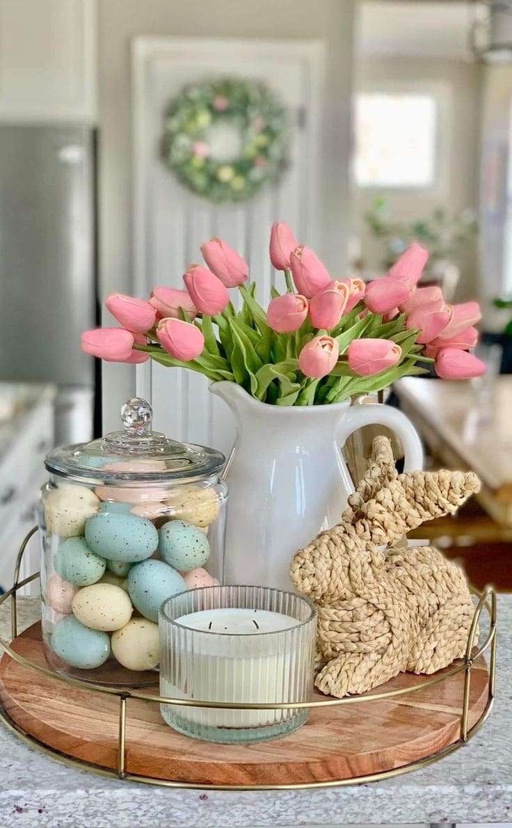 Lovely Tulip Bunny Tray Setup