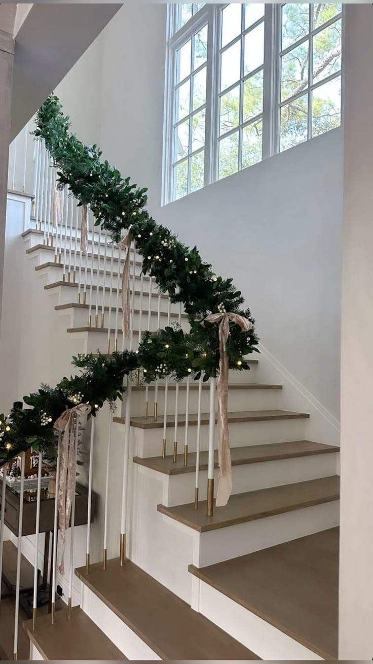 Radiant Ribbon-Accented Christmas Staircase Charm